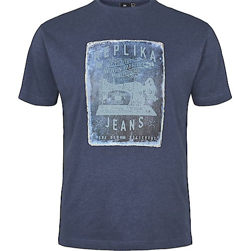 Replika Jeans Vintage Print T-Shirt Blau 